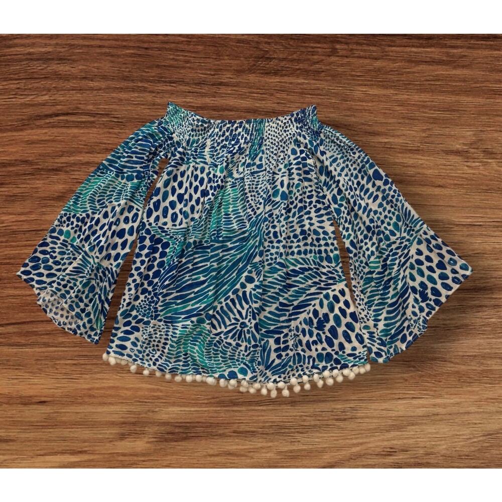LILLY PULITZER | Nita "Brilliant Blue Tang Gang" off the shoulder top | size XXS